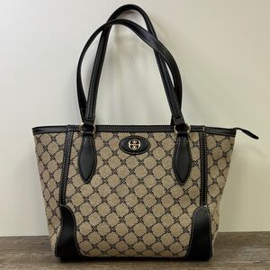 Nine West Signature Monogram Tote Bag Beige Black